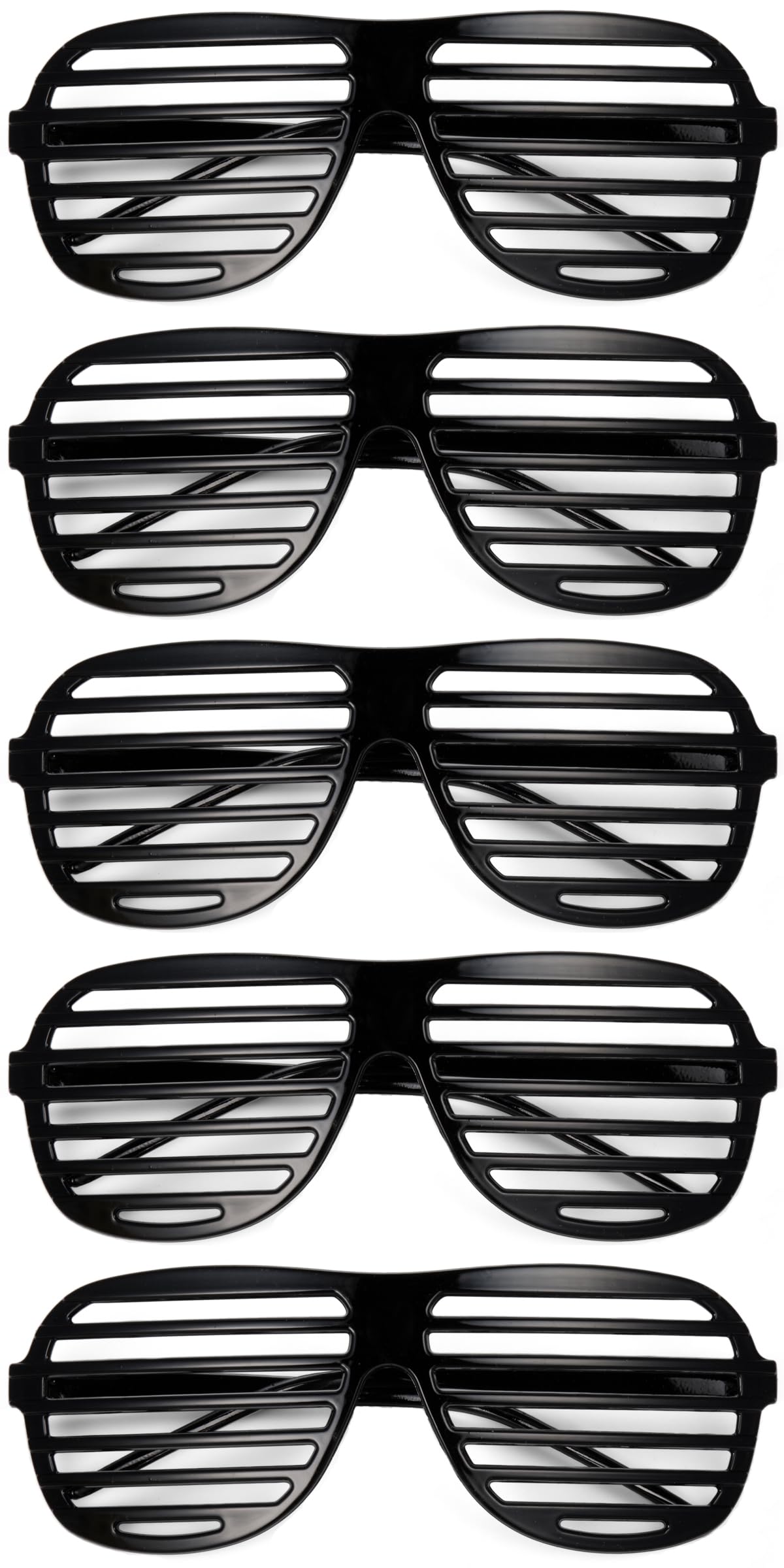 Komonee Unisex Black 5 X Shutter Shades Fun Novelty Plastic Party Retro Fancy Dress Costume Prop Rave Club Eyewear Disco Adults 80'S Sunglasses