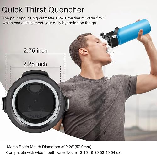 Miniatura 10 de Tzuoieo Tapa abatible para Hydro Flask de boca ancha de 32 40 onzas con mango flexible, tapa de café de repuesto compatible con Hydroflask, Nalgene