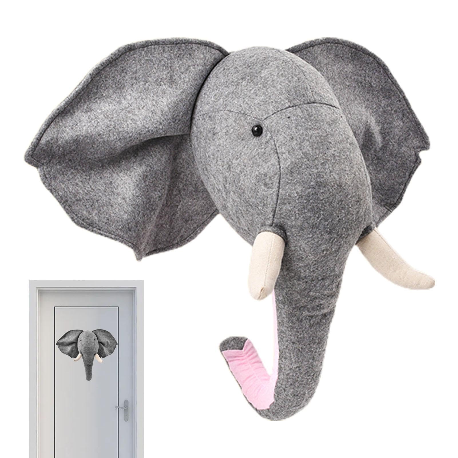 Generisch Gefüllte Elefantenkopf-Wand-,Graues Tier Gefüllte Wandbehang-Dekoration - Kinderzimmer Plüschtiere Dekorationen Baby Kinderzimmer -Wanddekoration Kreativer Schmuck