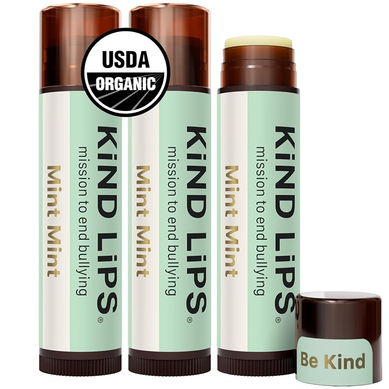 Kind Lips Mint Mint Bálsamo Labial de Hortelã com Cera de Abelha, Pacote com 3
