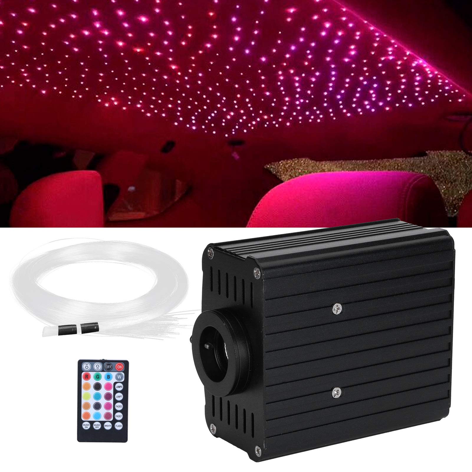 TOPINCN Glasfaser Lampe LED-Farbwechsel-Lichtwellen Leiter mit 2m Glasfaser Kabel RGBW Befestigung Decken Leuchte Lampe APP-Steuerung für Heim-Auto-Dekoration