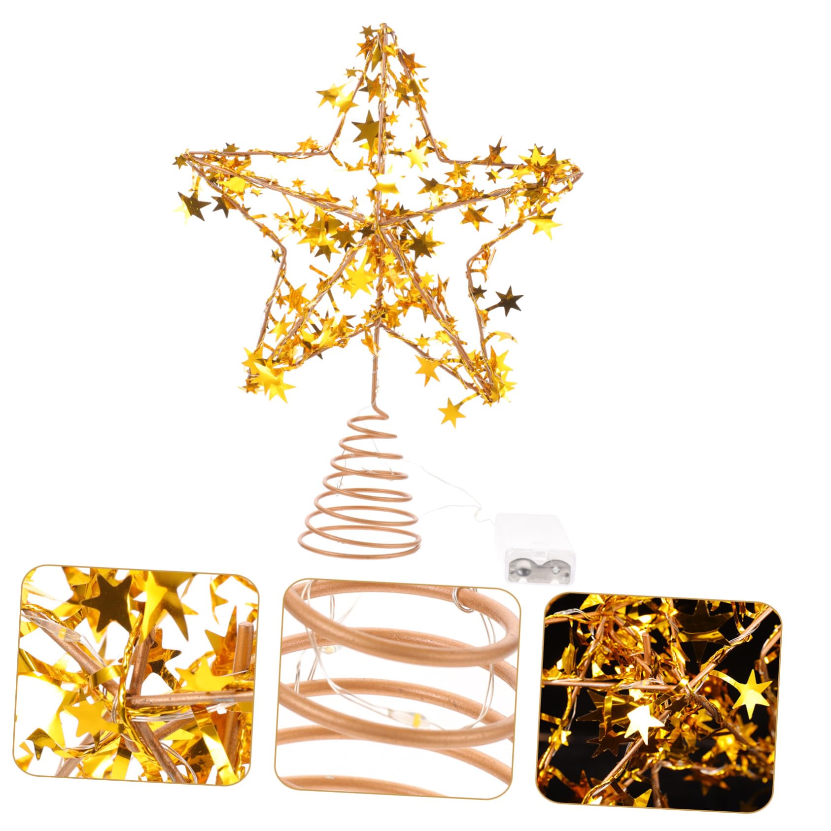 Zerodeko 4 Piezas Estrella de la Copa del árbol Estrella árbol de Navidad Topper Iluminado Christmas Tree Xmas Tree decoración Estrella de Navidad con Luces LED Adorno de Estrella Planchar