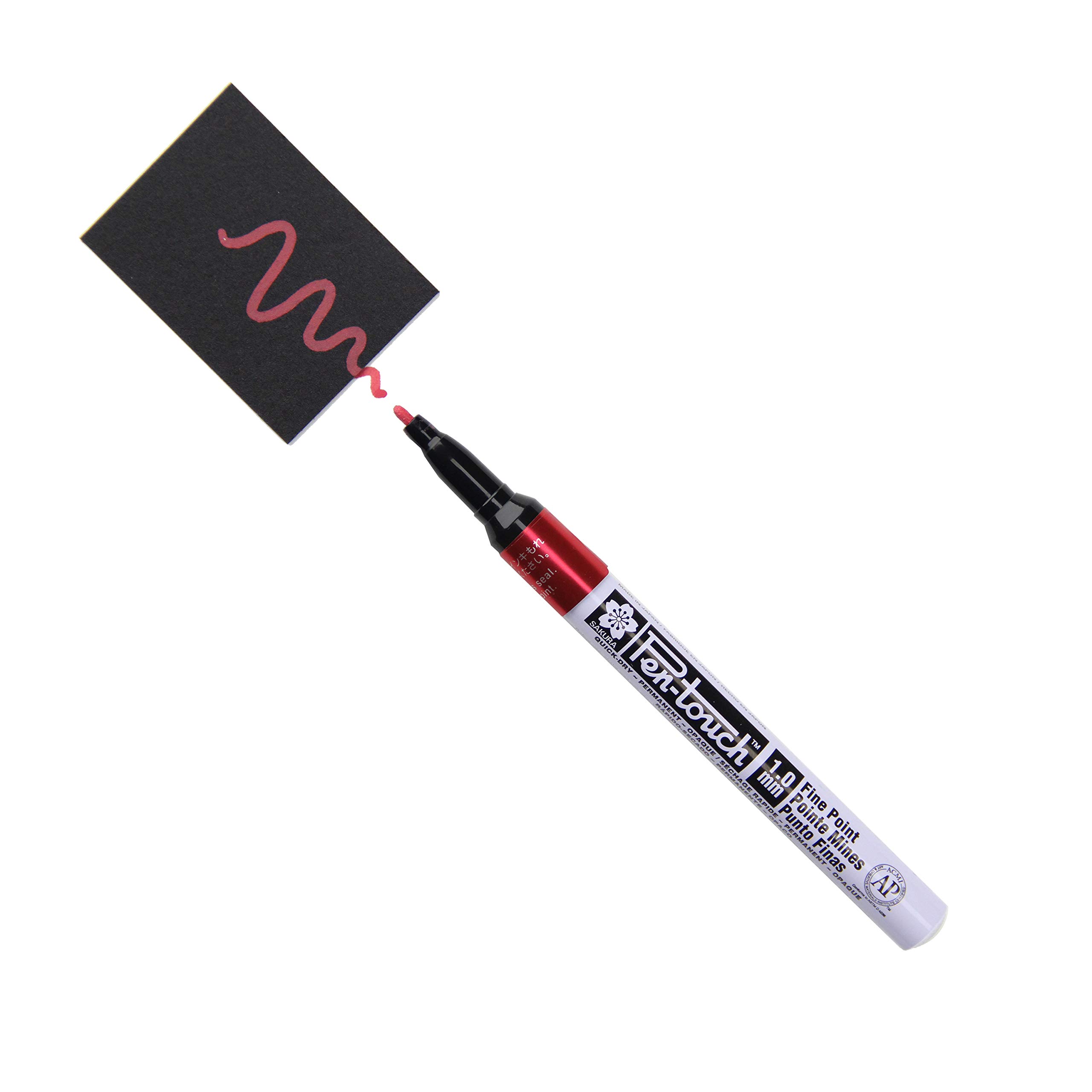 SAKURA Pen-Touch Fine Red Marker - 1 mm Tip - Writes on Multiple Surfaces - Industrial Use with Pigment Solvent-Based Ink