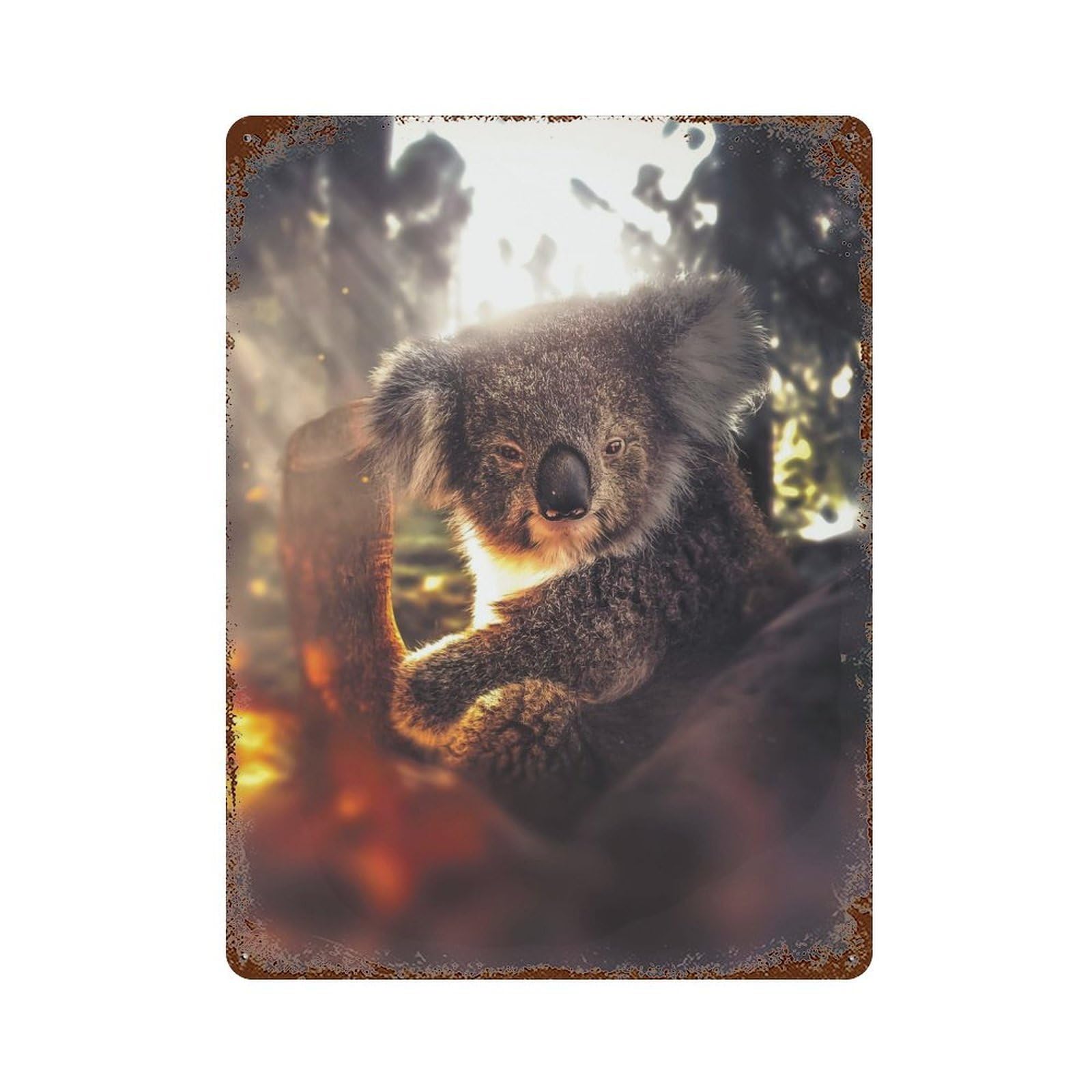 Rust Effect The Koala Rusty Metal Tin Sign 15.7"x11.8", Rustic Home Decor for Living Room, Hallway And Home Decor