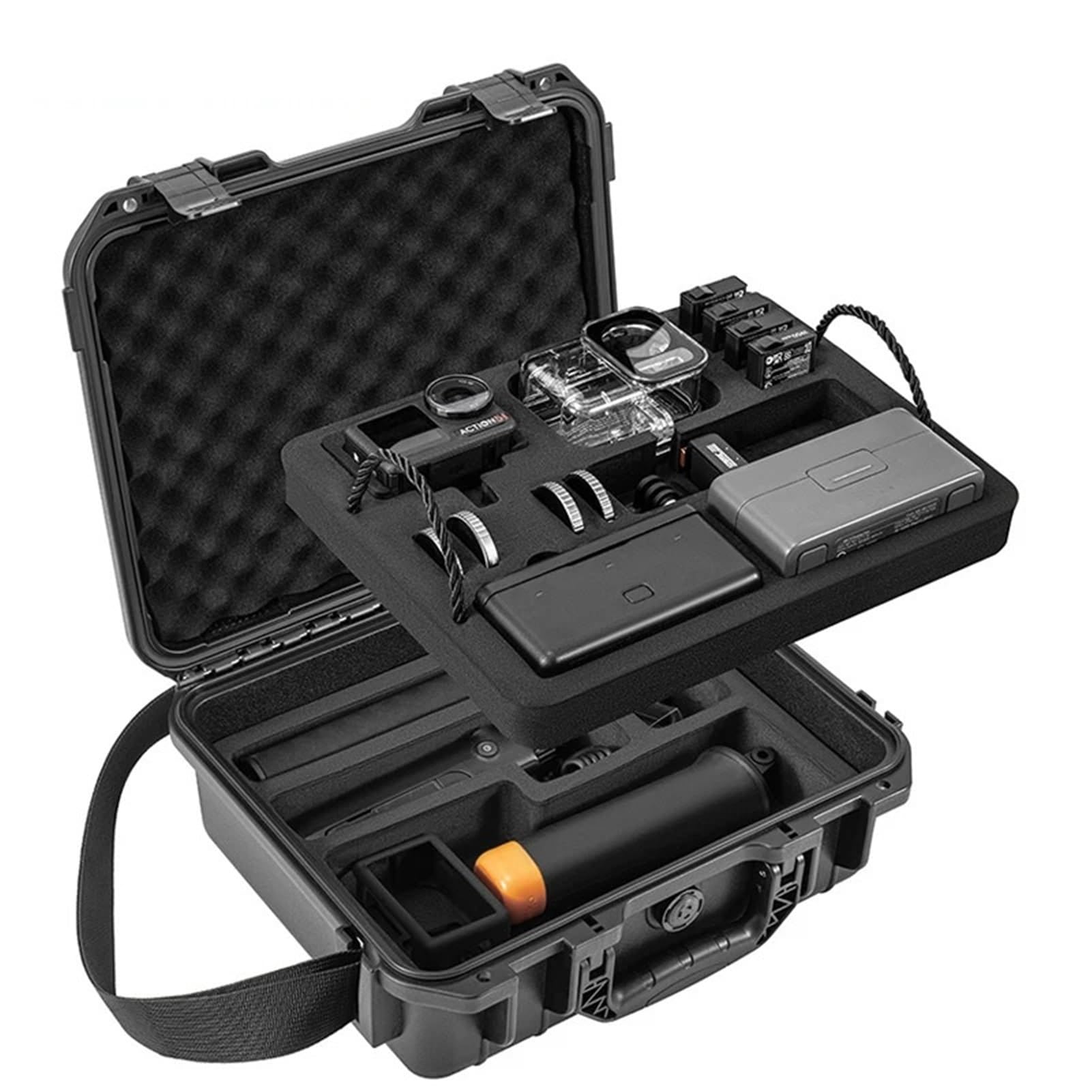 Estuche rígido de 2 capas, resistente al agua, compatible con accesorios de cámara DJI Osmo Action 5 Pro, estuche de transporte, maleta de viaje portátil.