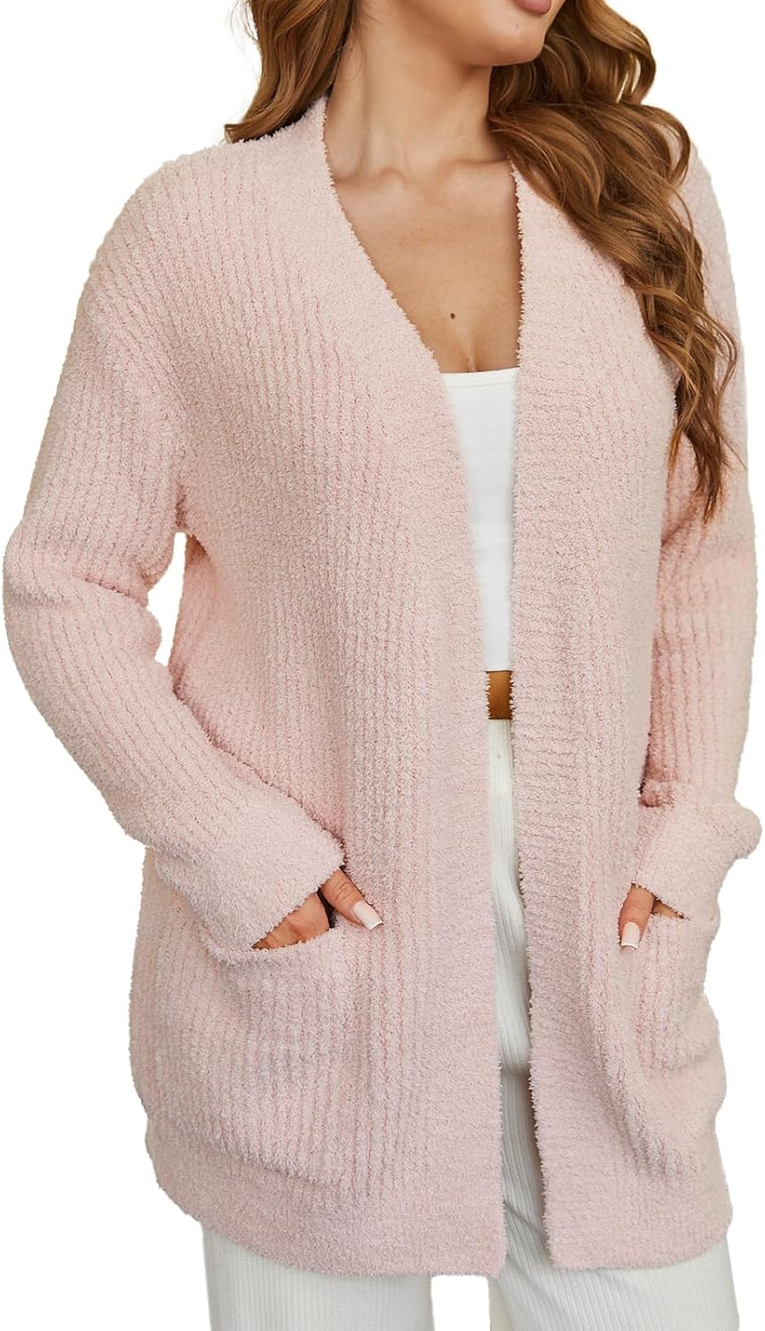 Snuggle Sac Cardigan Sweaters for Women with Pocket Trendy Casual Long Sleeve Tops Open Front Fall Winter Coats