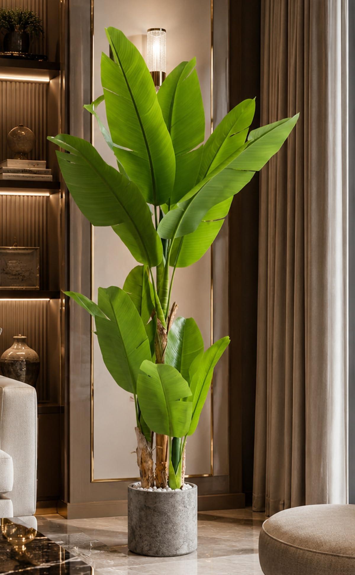 6 Feet Artificial Bird of Paradise Plant, Imported Fake Banana Tree with Realistic Leaves Artificial Tree for Indoor Outdoor Home Decor - Luxury Decor Without Vase-image-15