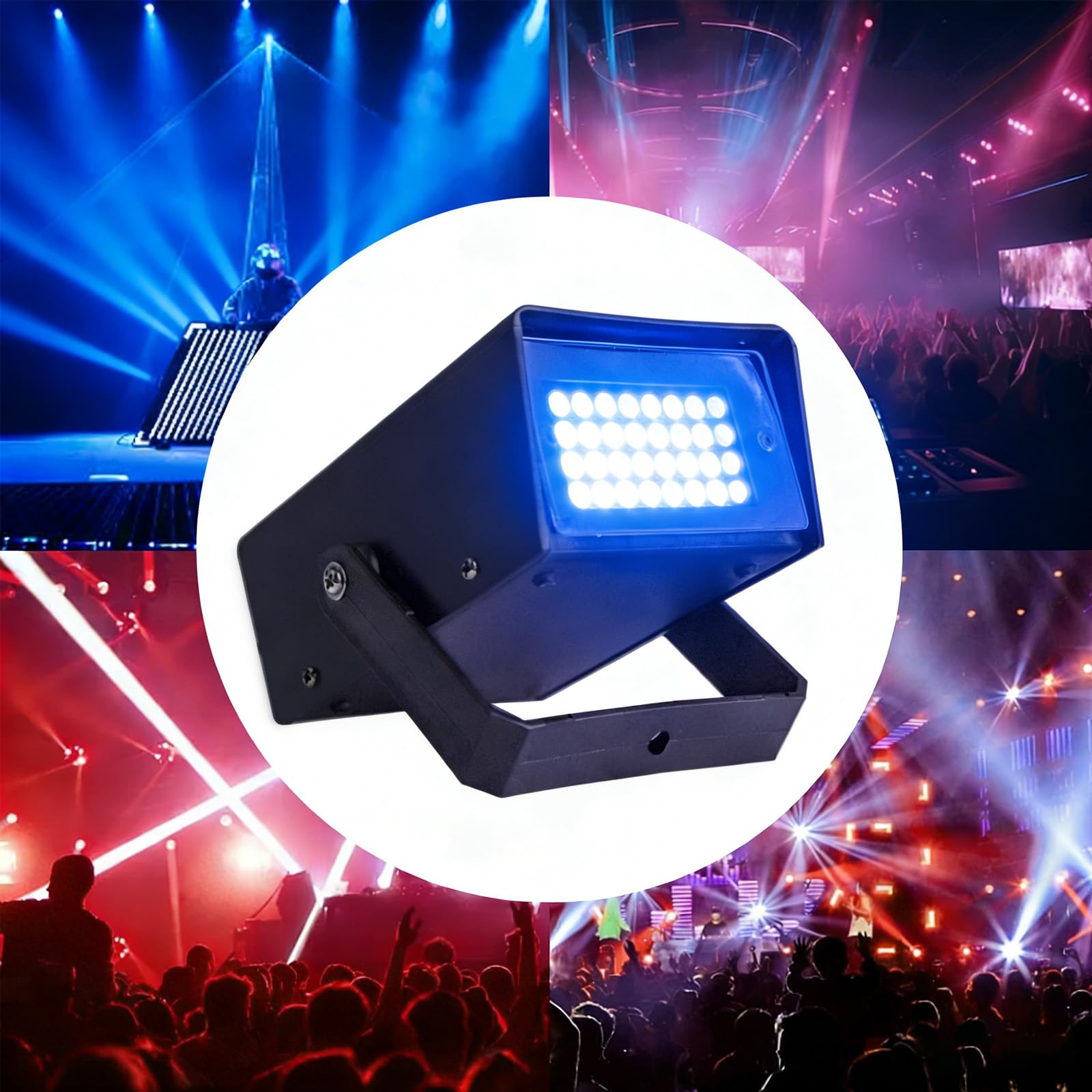 2 Paquetes Mini Luz Estroboscópica con 32 LED Azul Estroboscopio para Fiestas en Casa, Halloween Luces de Flash para Discoteca