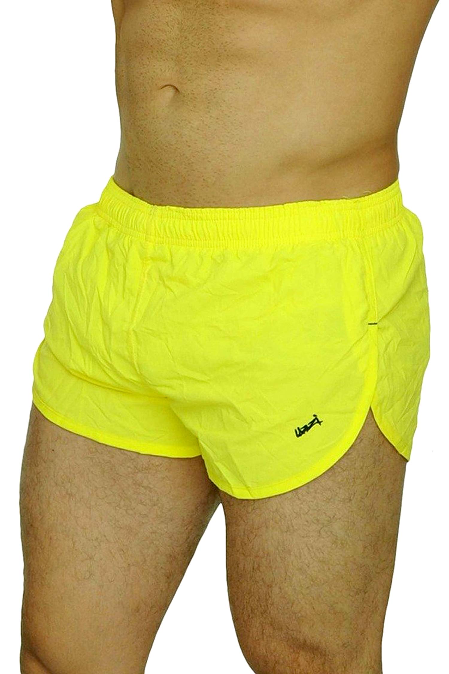 UZZI Men's Running Shorts Swimwear Trunks 1830, Neon Yellow, Medium