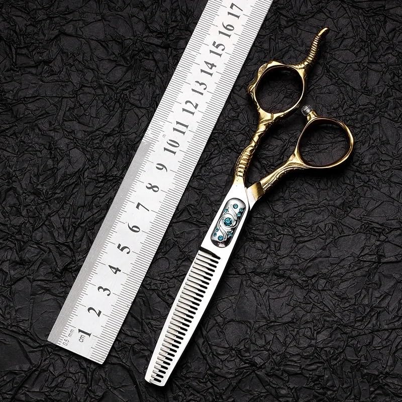 Tijeras para Cortar el Cabello, Tijeras de peluquería de 6 Pulgadas, Tijeras Planas de Acero Inoxidable, Tijeras de Dientes Finos, Juego de Tijeras Especiales para barbería