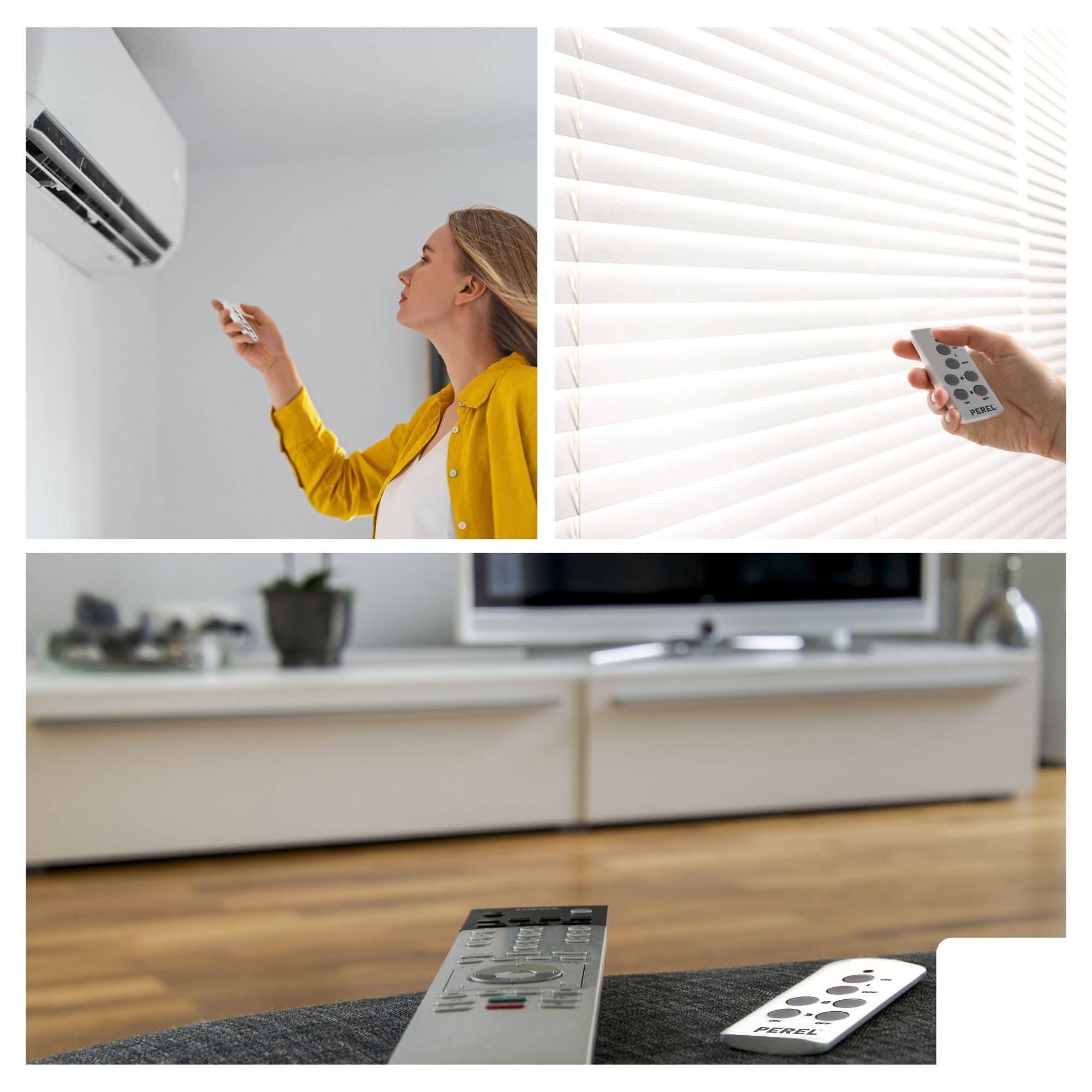 Perel Funksteckdose, mit Fernbedienung, 3er Set, bis zu 25 m, 10 A, 2300 W, weiß