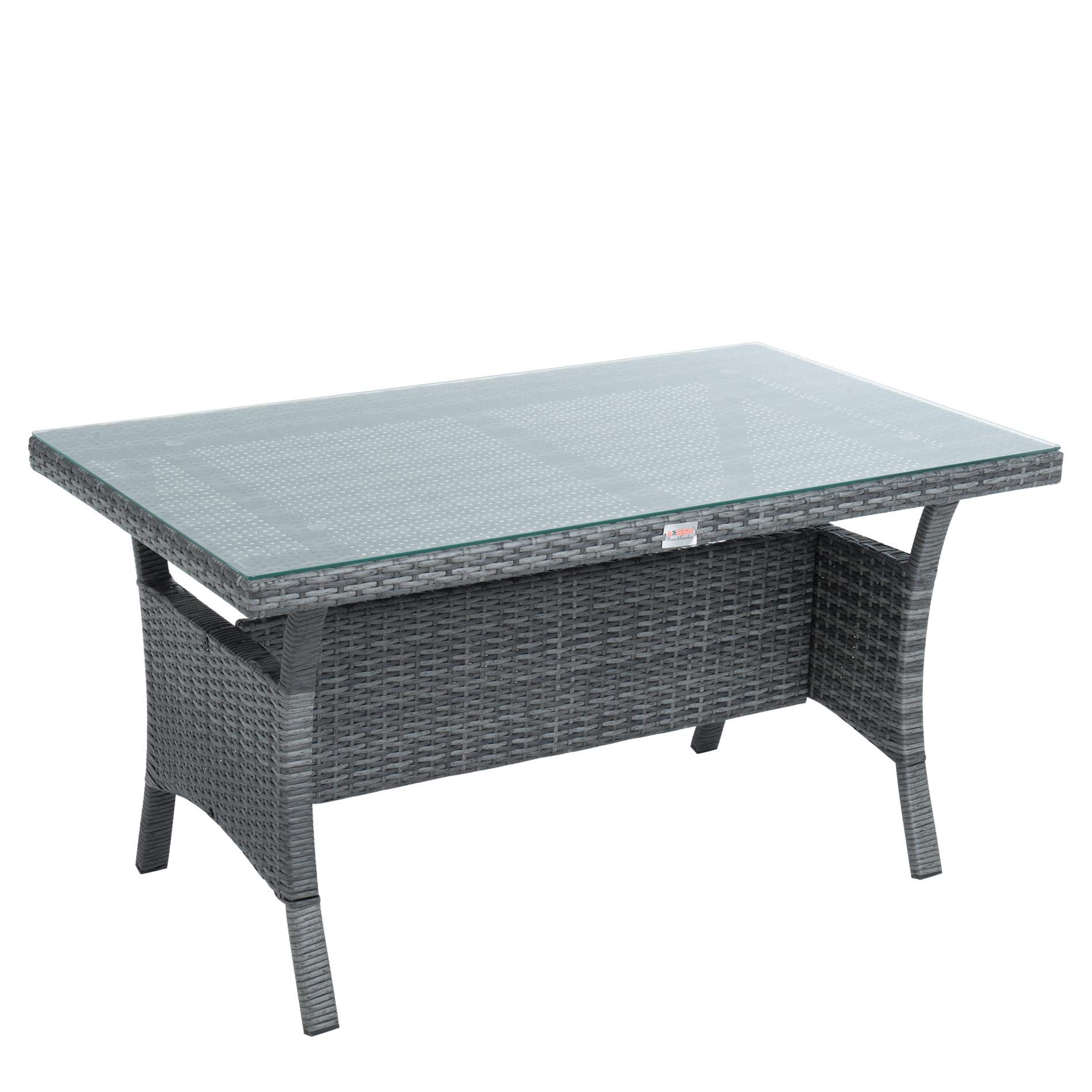 ESTEXO Polyrattan Lounge Set in luxuriöser Optik bestehend aus 1 Couch, 3 Hockern und 1 Tisch, inklusive Sitzpolster, grau