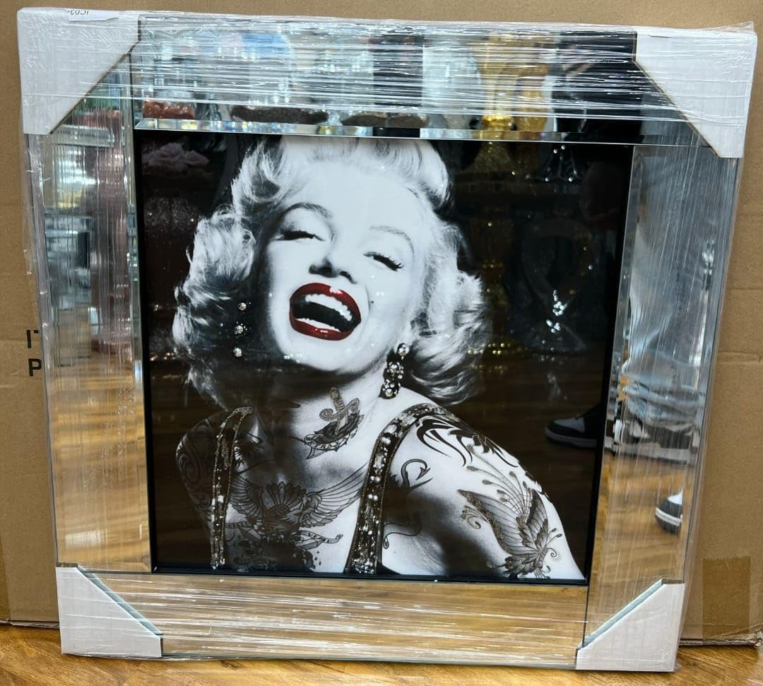 Biznest Multicolored Glitter Modern Liquid Glitter Wall Art With Mirrored Edges 50X50cm (Marilyn Monroe Gangster)