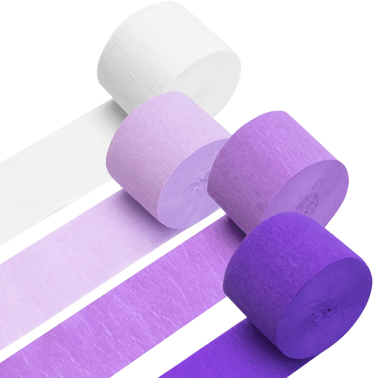 PIGETALE Purple Party Streamers 4 Rolls, 328ft Crepe Paper, 22gsm