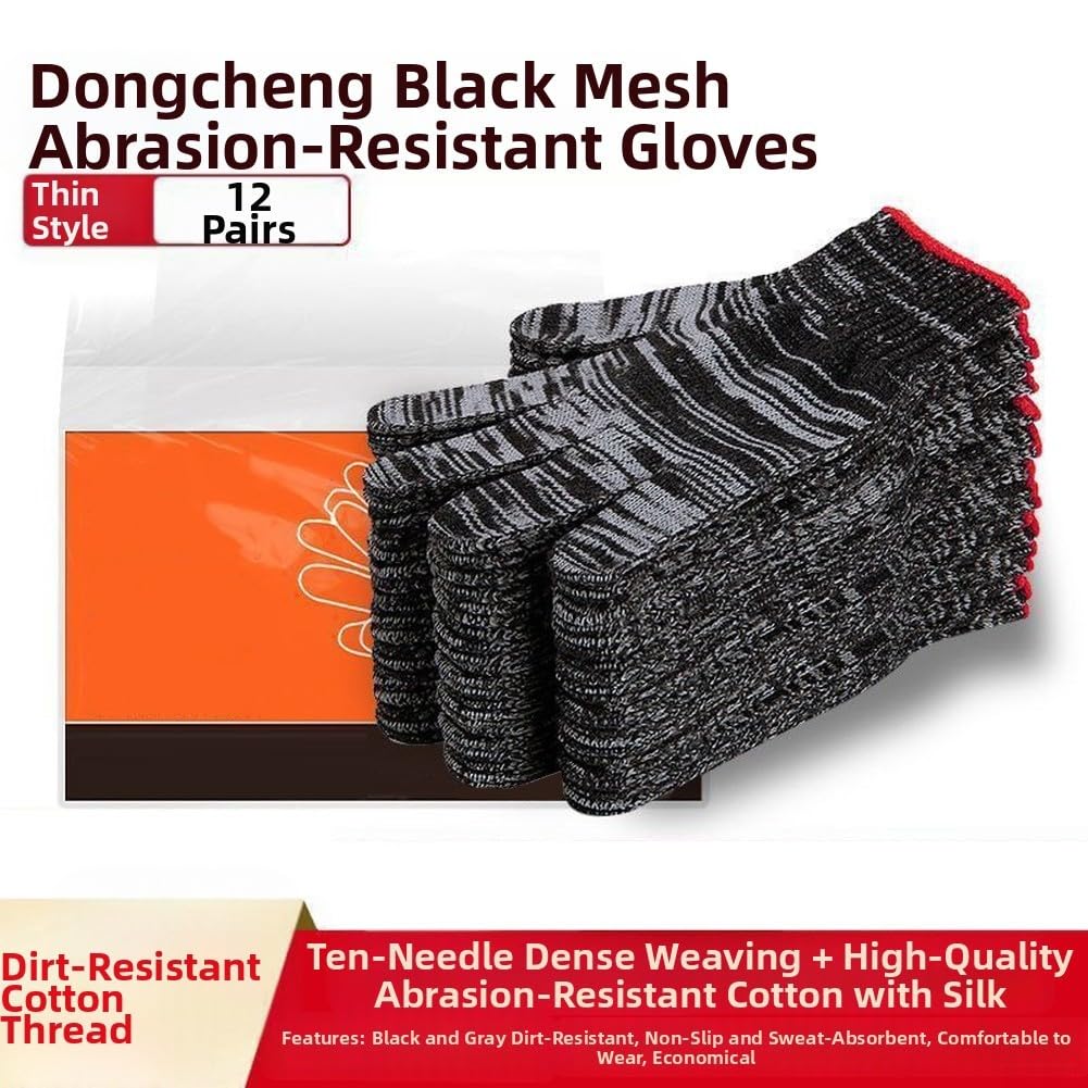 Lot de 12 paires de gants de travail respirants, légers, flexibles, résistants pour la construction, le jardinage, les projets de maison, la voiture, ajustement sûr et élastique
