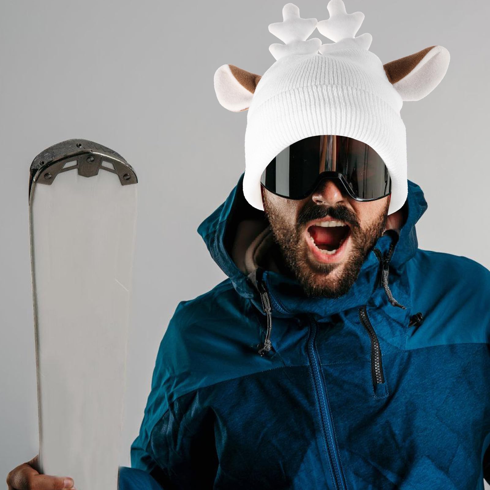 Toyvian 3 Pezzi Copricasco da Sci a Renna per Sport Invernali, Filato