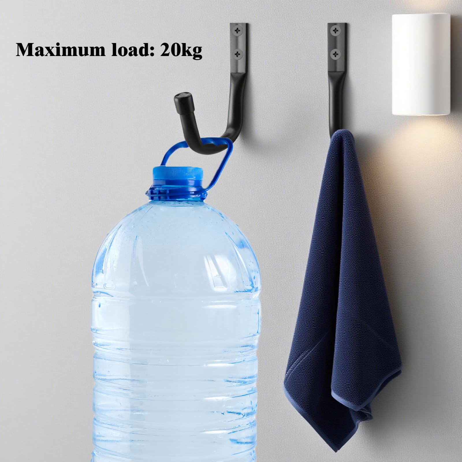 9 Pcs Gancho Pared de Garaje Resistentes, Ganchos para Colgar Alto Rendimiento en Forma J, Gancho Soporte Bicicletas Pared Antideslizante para Herramientas Eléctricas Escaleras, Negro