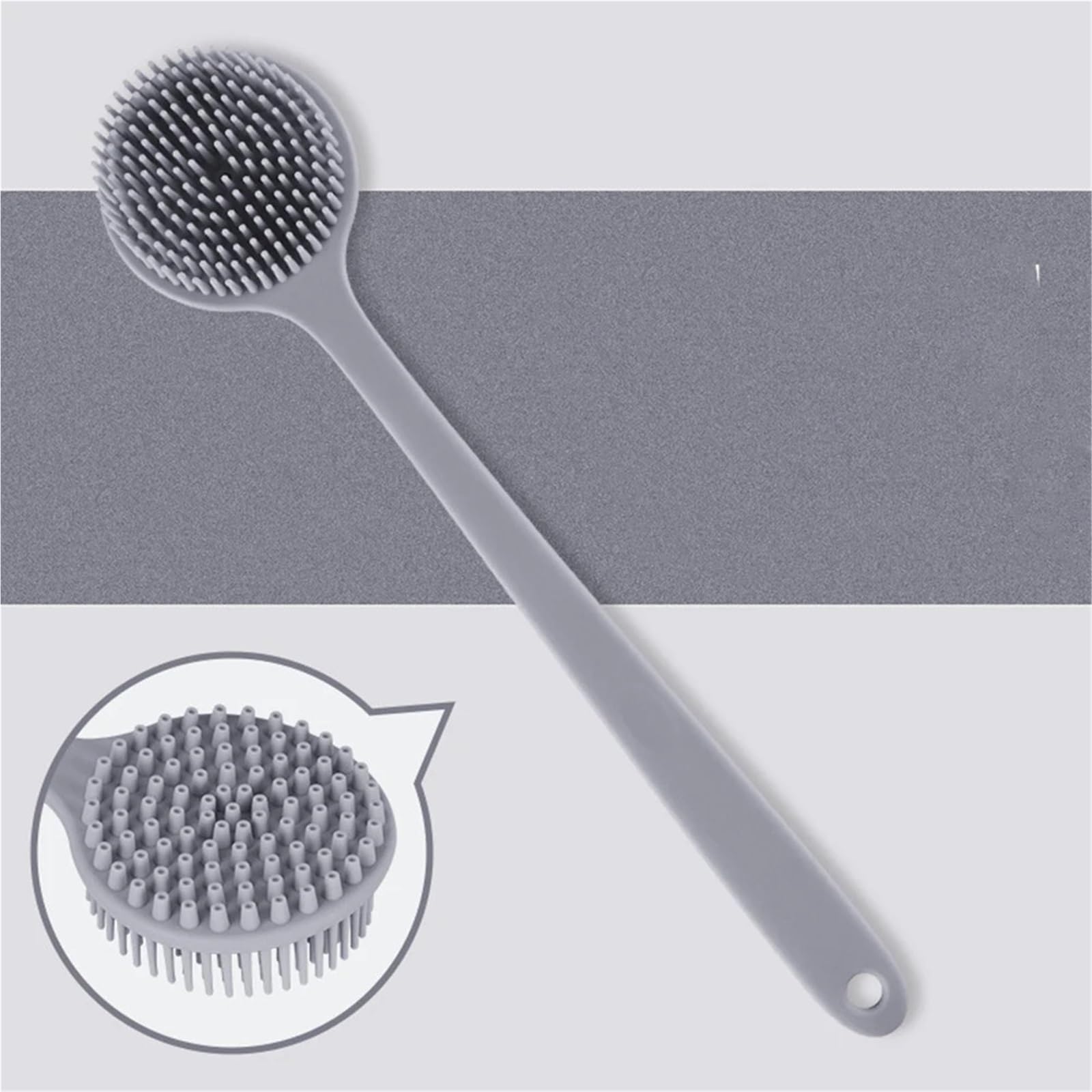 RüCkenbüRste 2Pcs Silikon Lange Griff Bad Pinsel Zurück Wäscher Weichen Borsten Körper Peeling Massage Pinsel Dusche Waschen Bad Lieferungen Zum Baden(Gray)