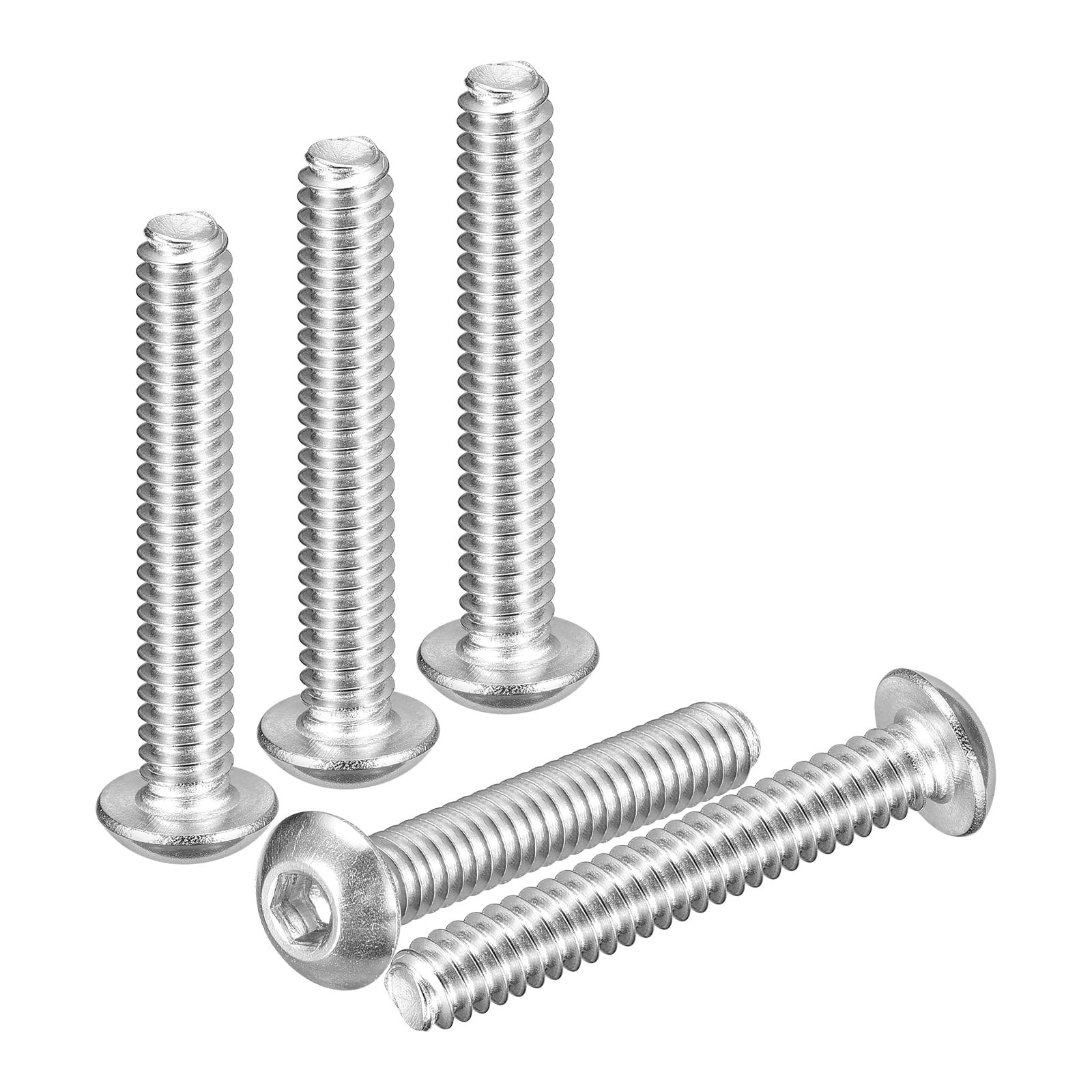DTGN #10-24x1" Button Head Socket Cap Screws - 70Pack - Good for Road Bicycle, Mountain Bike, Auto, Motorcycle - 304 Stainless Steel Whitewashed - Hex Socket Drive Fasteners — image 1