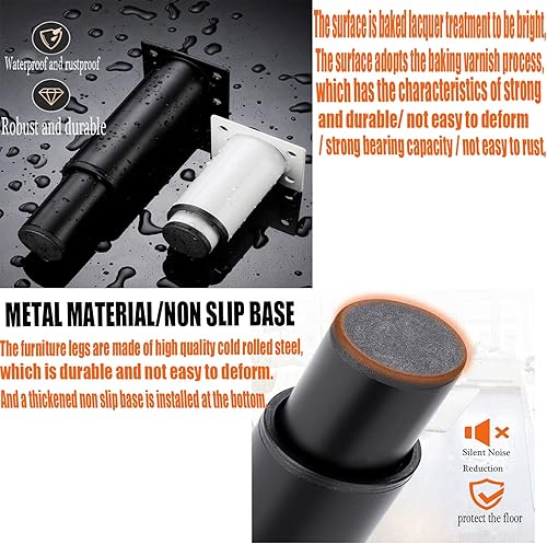 Miniatura 8 de Patas de metal de altura ajustable de 4.7 a 8 pulgadas, patas de apoyo resistentes para muebles, juego de 4, patas de soporte de repuesto de altura