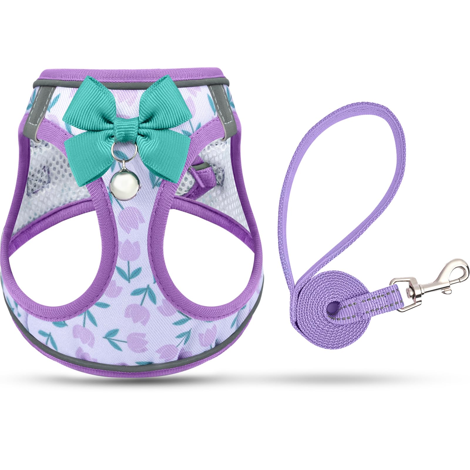 SALFSE Cat Harness and Leash Escape Proof for Walking, Adjustable Soft Kitten Harness with Reflective Straps Step in Cat Vest Harness for Small Kitten and XS Dogs (Purple, XXS-Chest(8.7