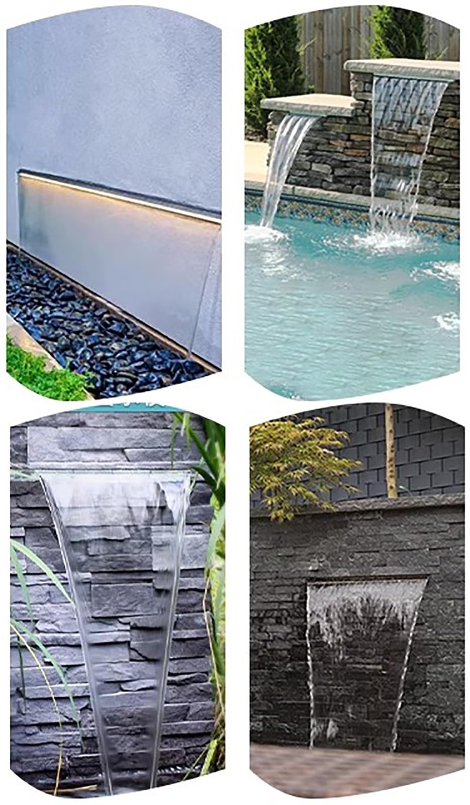 Cascata in acciaio inox Spillway Kit96 "fontana da giardino per stagni koi, fontane e piscine, cascata all'aperto per paesaggi Ele