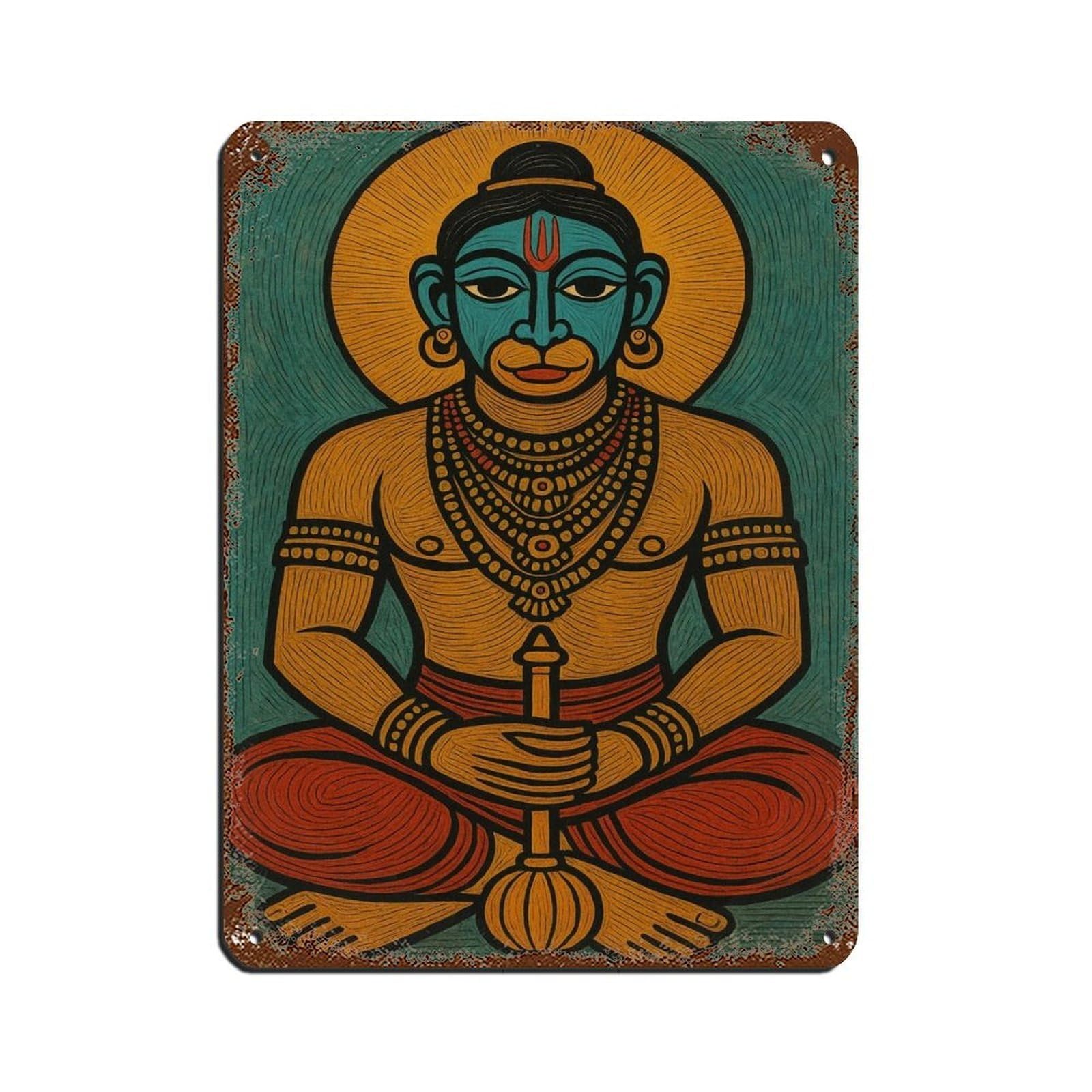 Hanuman Hindu Art,Colorful Indian Mythology Decor Retro Poster Metal Tin Sign Chic Art Retro Iron Painting Bar People Cave Cafe Family Garage Poster Wall Decoration 12x16inch(30x40cm)