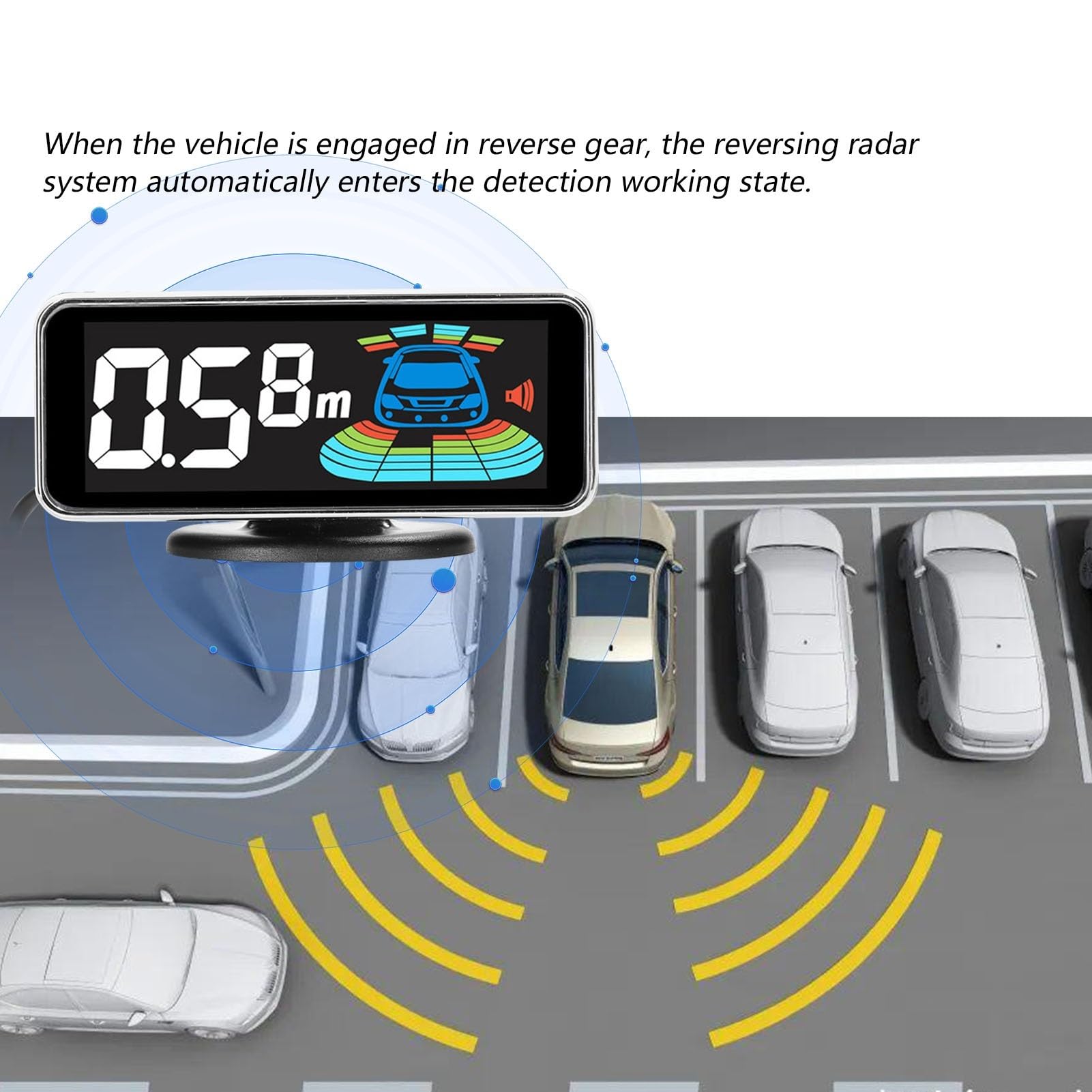 Kit sensori parcheggio Radar retromarcia Sensore parcheggio posteriore auto 8 sensori Rilevamento della distanza Visualizzazione Avviso acustico