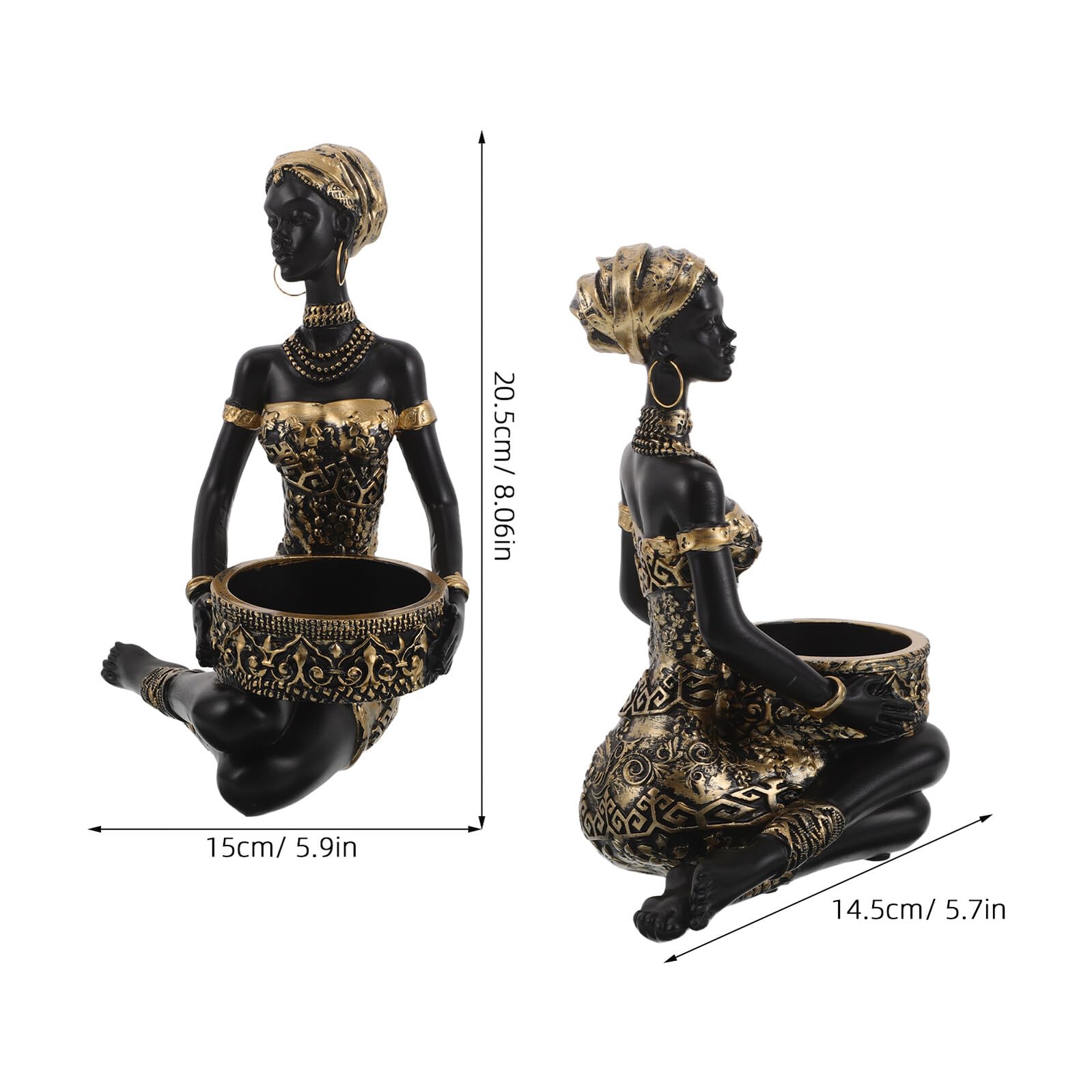 Organizador de Joyas Bandeja Decorativa con Figura Africana Femenina Resina Soporte para Anillos y Collares para Exhibición y Decoración de Mesa el Hogar