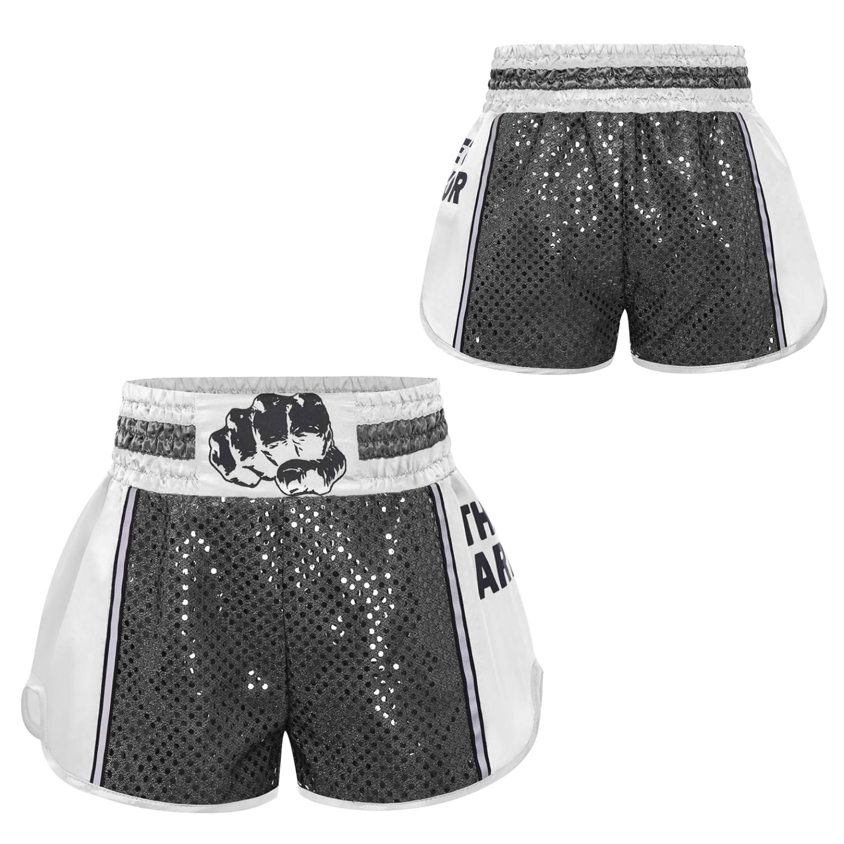 inlzdz Pantalones Cortos De Boxeo De Fitness para Niños Pantalones Cintura Ancha para Muay-Thai Uniforme De Boxeo para Kickboxing MMA Artes Marciales