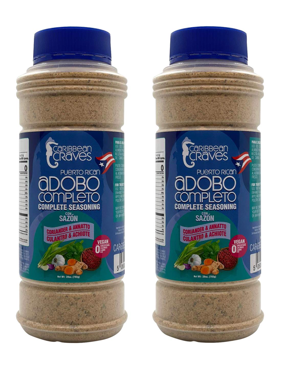 Caribbean Craves - Puerto Rican Adobo Complete Seasoning w/Coriander & Annatto 28oz | Vegan, 0 Fat, 0 Cholesterol, 0 Calories (2 X-Large Unit)