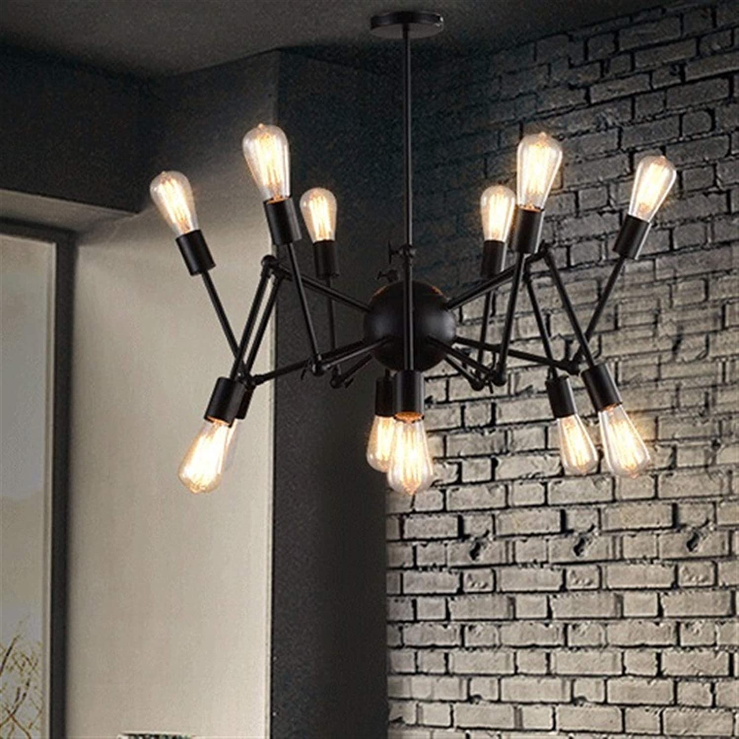 Lámpara satélite 12 luces de hierro con diseño araña industrial retro 8