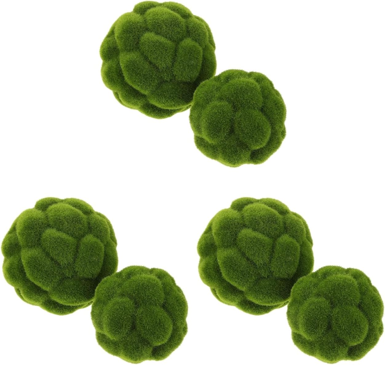 DOITOOL Green Moss Balls Decorative for Bowls: 6 Pcs Fake Moss Balls Faux Decorative Spheres for Bowl Fillers, Vase Filler, Wedding Decor, Table Arrangement, DIY Crafts (3.9" + 4.7")