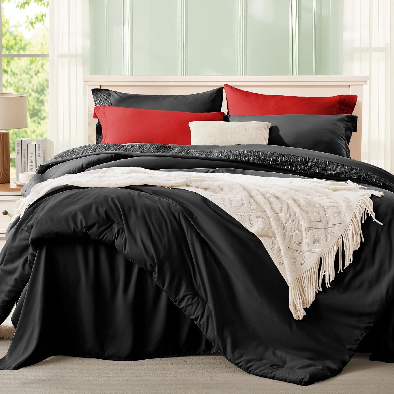 Anluoer Queen Comforter Set 7 Piece, Soft Bed in a Bag Queen Bedding Sets image 2
