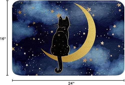 Miniatura 2 de Alfombras de gato negro para niños, alfombras esponjosas para dormitorio, sala de estar, estrellas místicas, alfombra duradera para interiores,