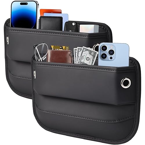 2026 2 Pack Car Seat Gap Filler Organizer, Universal Premium Leather Front Seat Side Organizer, Gap Filler for Car, Phone, Sunglasses, Keys, SUV Truck