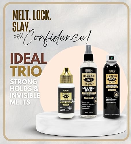 Miniatura 2 de EBIN NEW YORK Spray de fusión para pelucas de encaje, adhesivo impermeable Wonder Bond, paquete supremo con fusión de encaje y spray adhesivo para