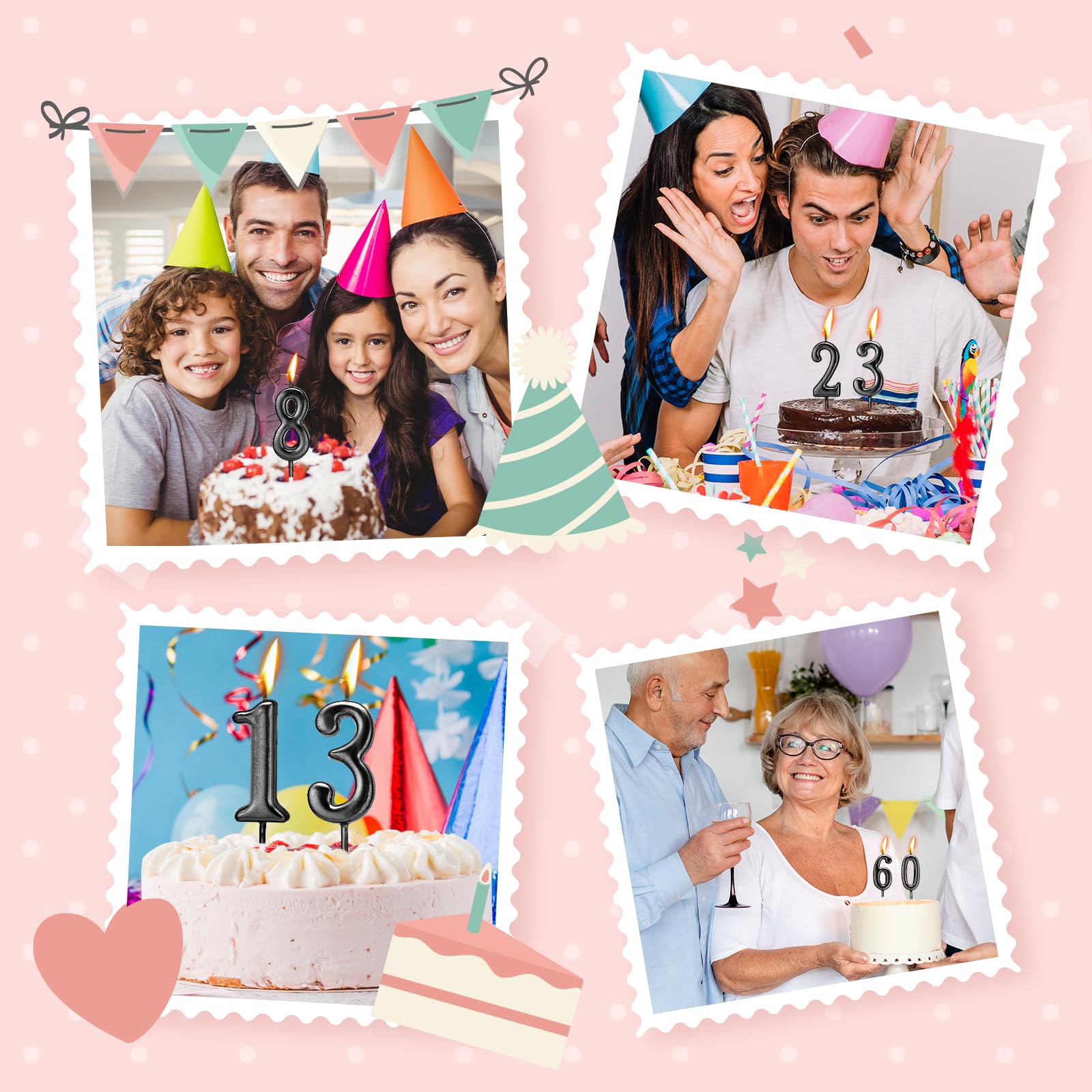 Amazon.co.jp: Beanlieve ブラック数字誕生日キャンドル - ケーキ数値