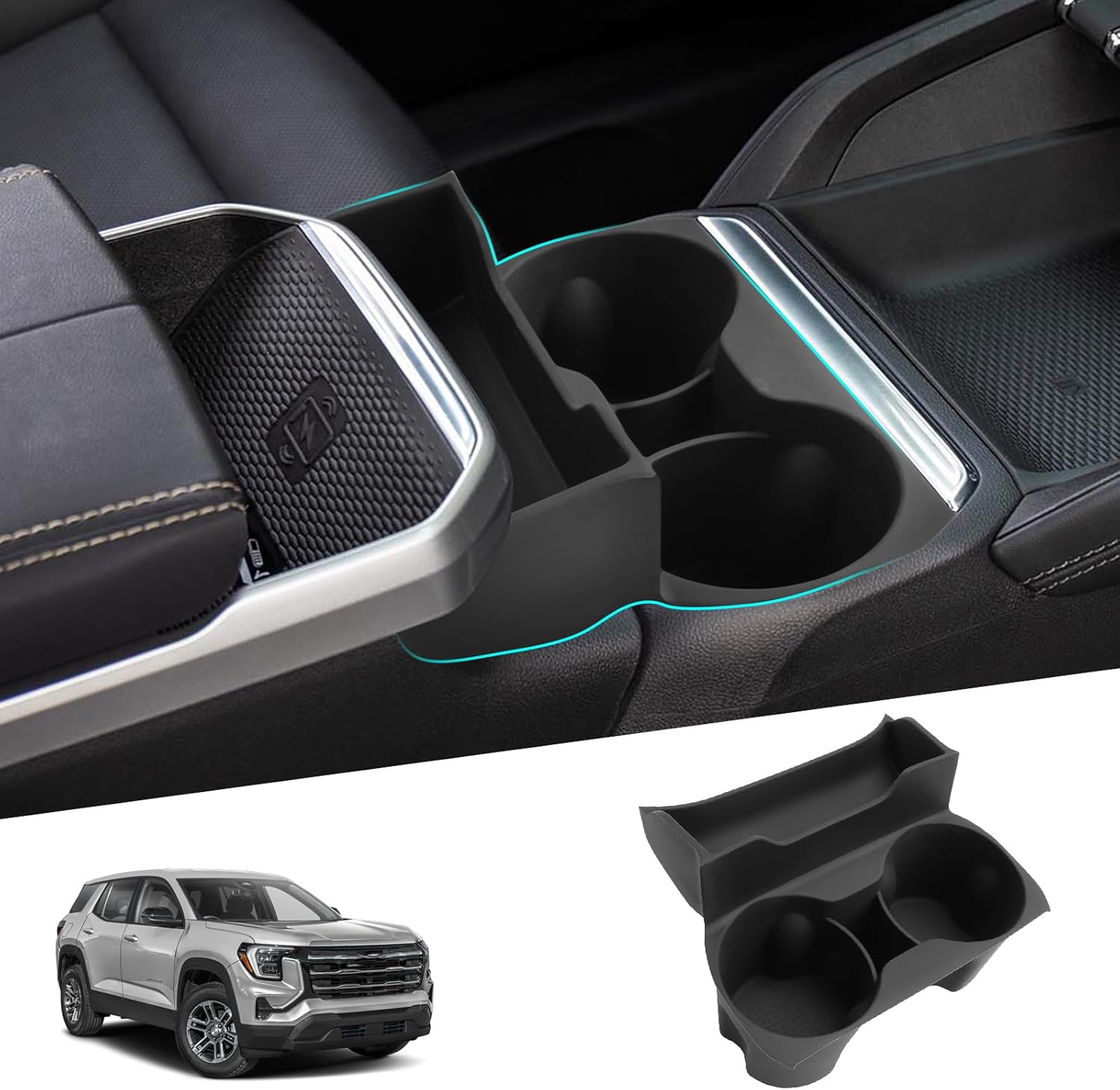 SHAOHAO for 2025 2026 GMC Terrain Cup Holder Organizer for 2025 2026 GMC Terrain Accessories (Elevation, AT4, Denali) Cup Holder Tray 2025 2026 Terrain Expand Space Storage Box Tray