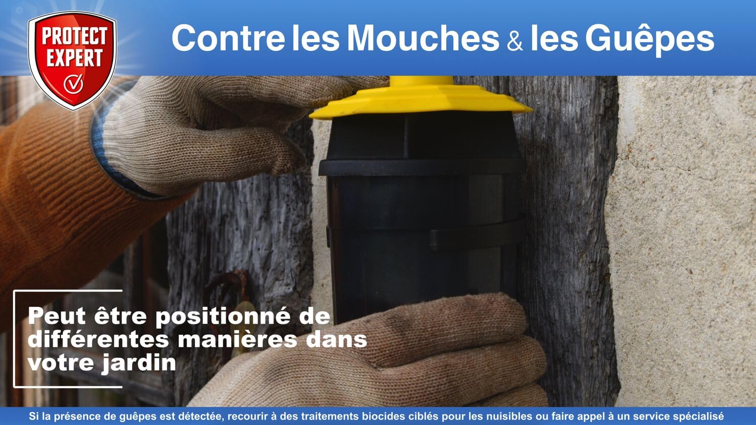 PROTECT EXPERT Piège a Guêpes, Frelons, Mouches - Adapté Aux Frelons Asiatiques - A Poser ou Suspendre - En extérieur - Réutilisable GUEPIEG