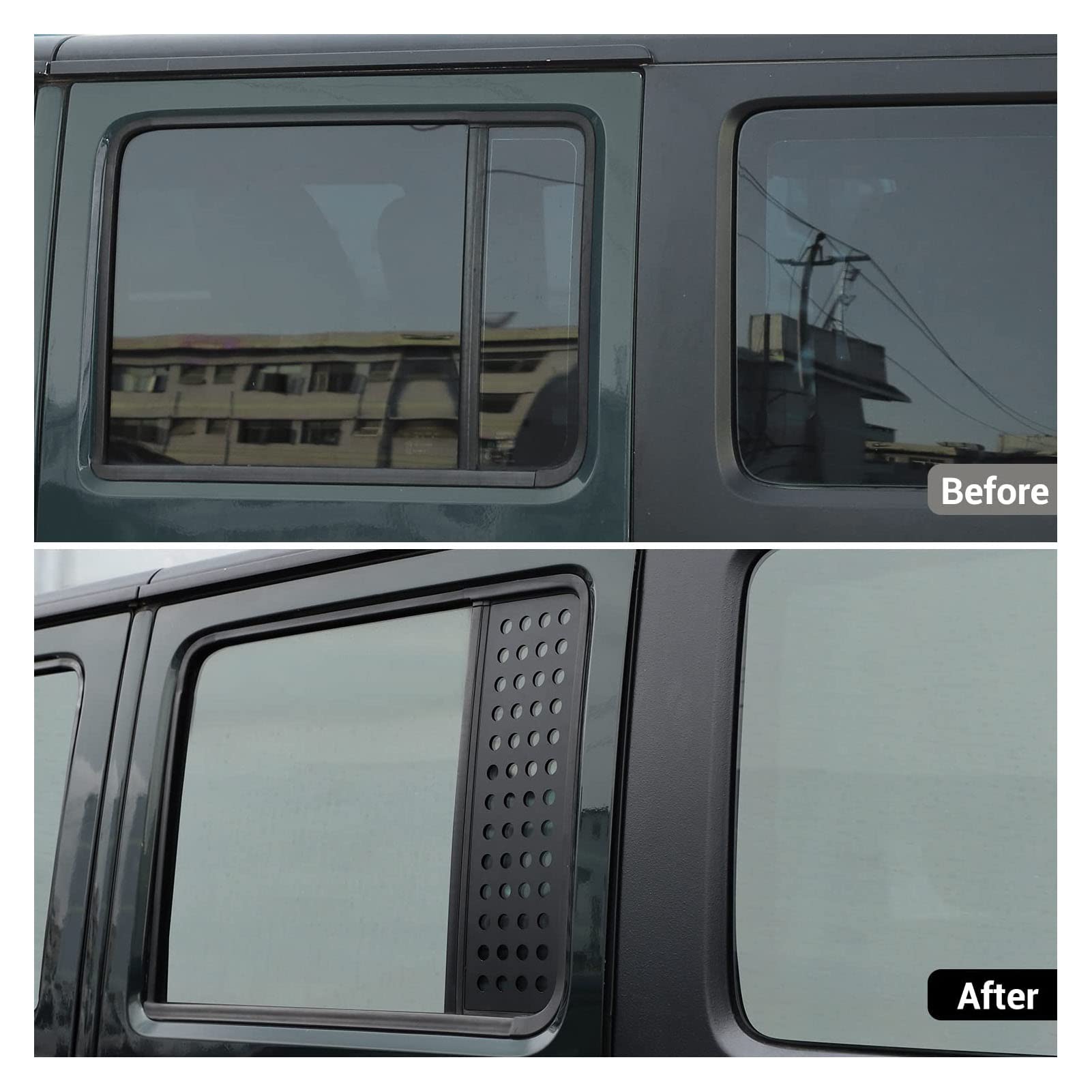 Autocollants de Fenêtre de Porte Arrière, 2 Autocollants de Fenêtre de Porte Arrière en Alliage D'aluminium pour Panneau de Verre en Alliage D'aluminium pour JK
