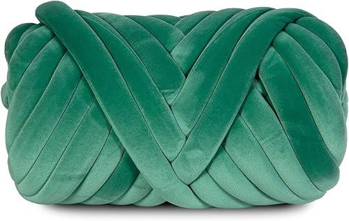 Miniatura 9 de SOJITEK 2.2 libras de hilo voluminoso de terciopelo súper suave para tejer a mano, almohadas, bolsos, bricolaje, violeta oscuro, 36 yardas, hilo de