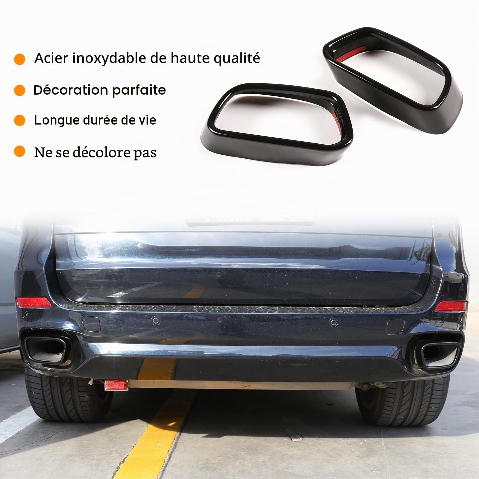 Pour X5 F15 2014-2018 X6 F16 2015-2019, tuyau d'échappement en acier inoxydable, couvercle de gorge de silencieux, embout noir (version M Sport noire)