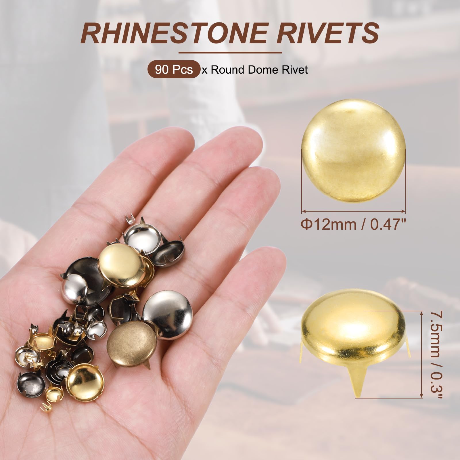 PATIKIL 12mm Round Dome Rivet - Image 2