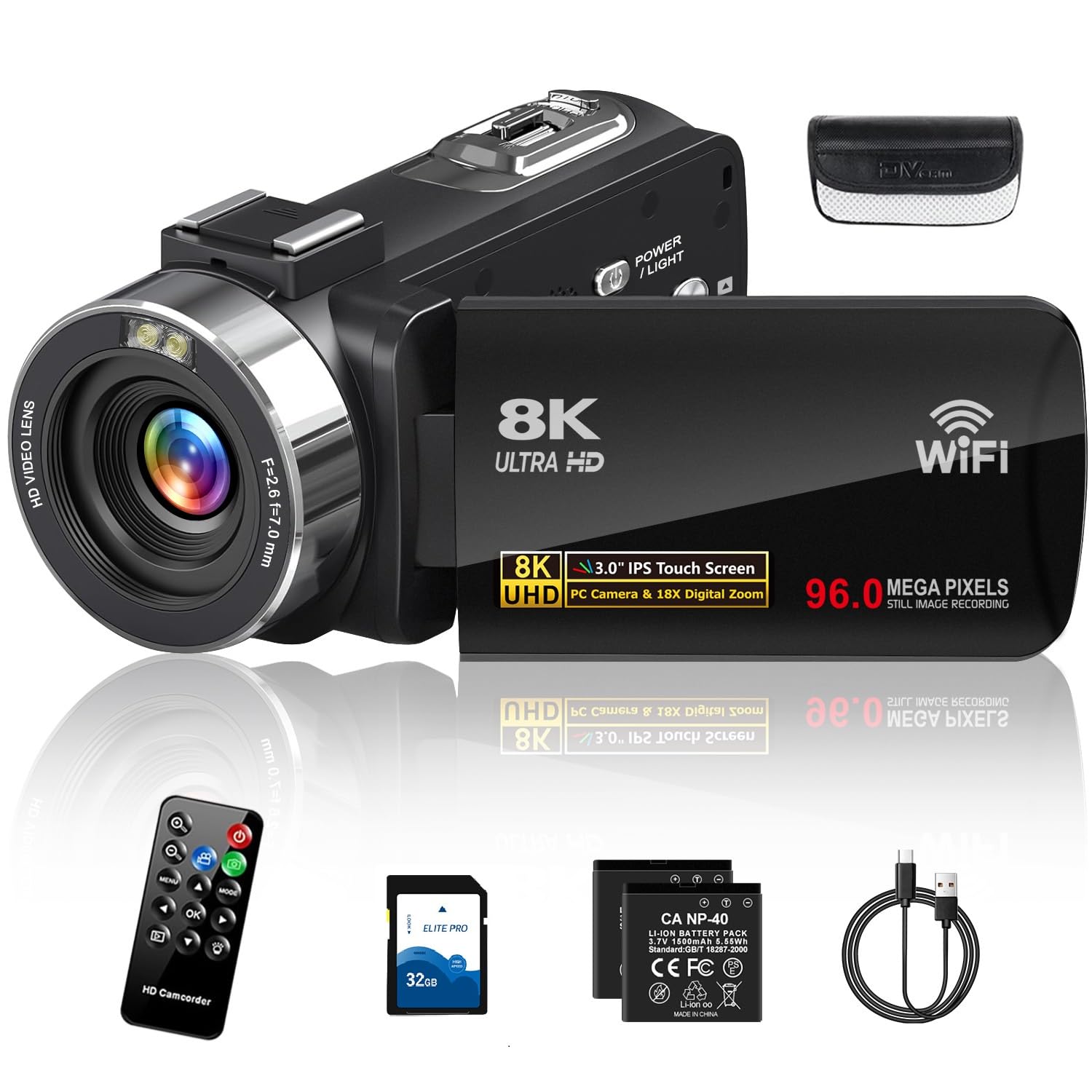 Amazon | ビデオカメラ 8K HDMI出力WIFI機能 AFオートフォーカス9600万