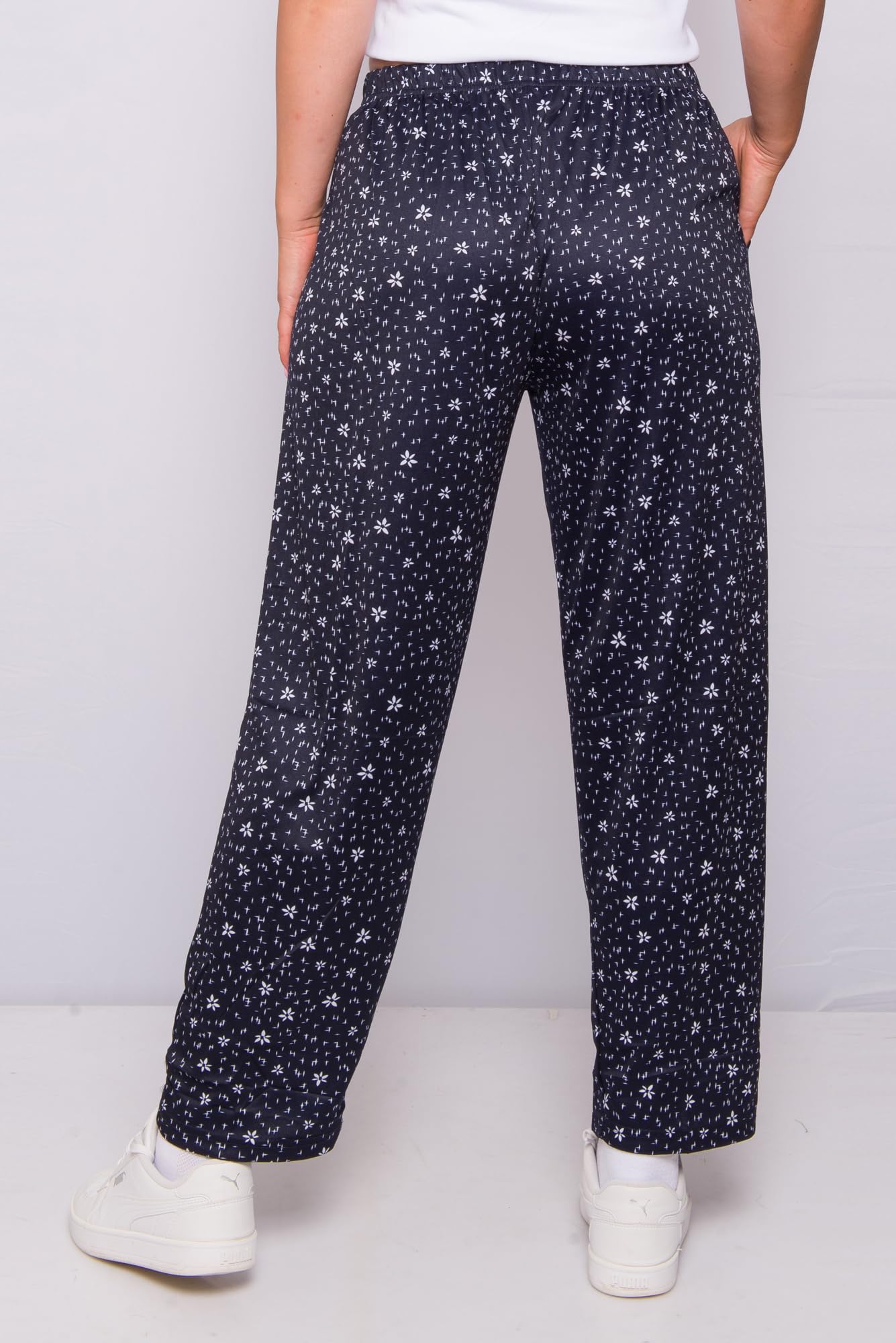 Kendindza Pantalones de verano para mujer, largos, ligeros, estilo informal, con flores, de algodón
