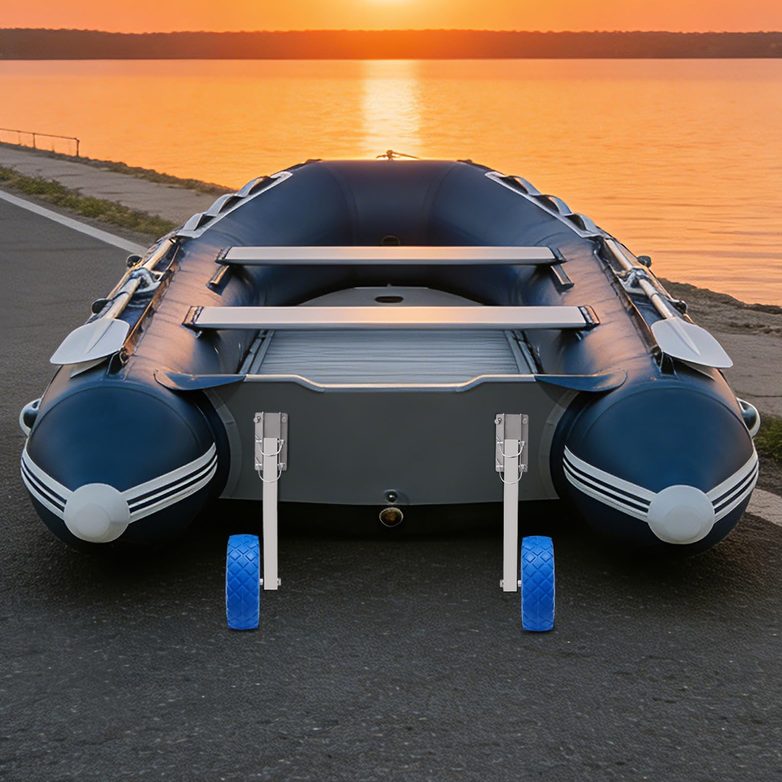 Rad für Anhänger, Boot, aufblasbar, für Boot, Strand, Sand, pneumatisches Rad für Anhänger, Edelstahl, schwere Last, 150 kg, 330 lbs (9,84 Zoll), abnehmbares Rad, 2 Stück
