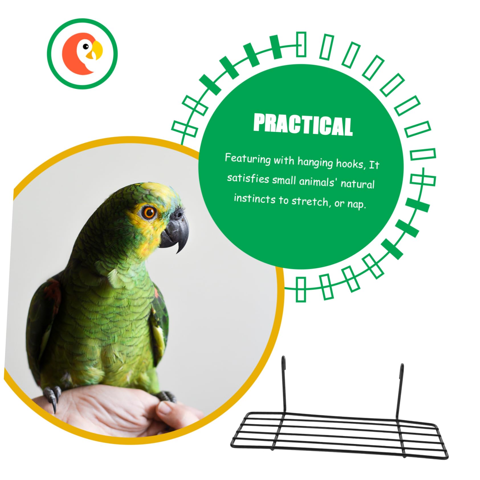 VANZACK 3 Pcs Unique Design Grid Wall Shelf Iron Frame Pet Bird Perching Black Super Load-Bearing Easy to Install