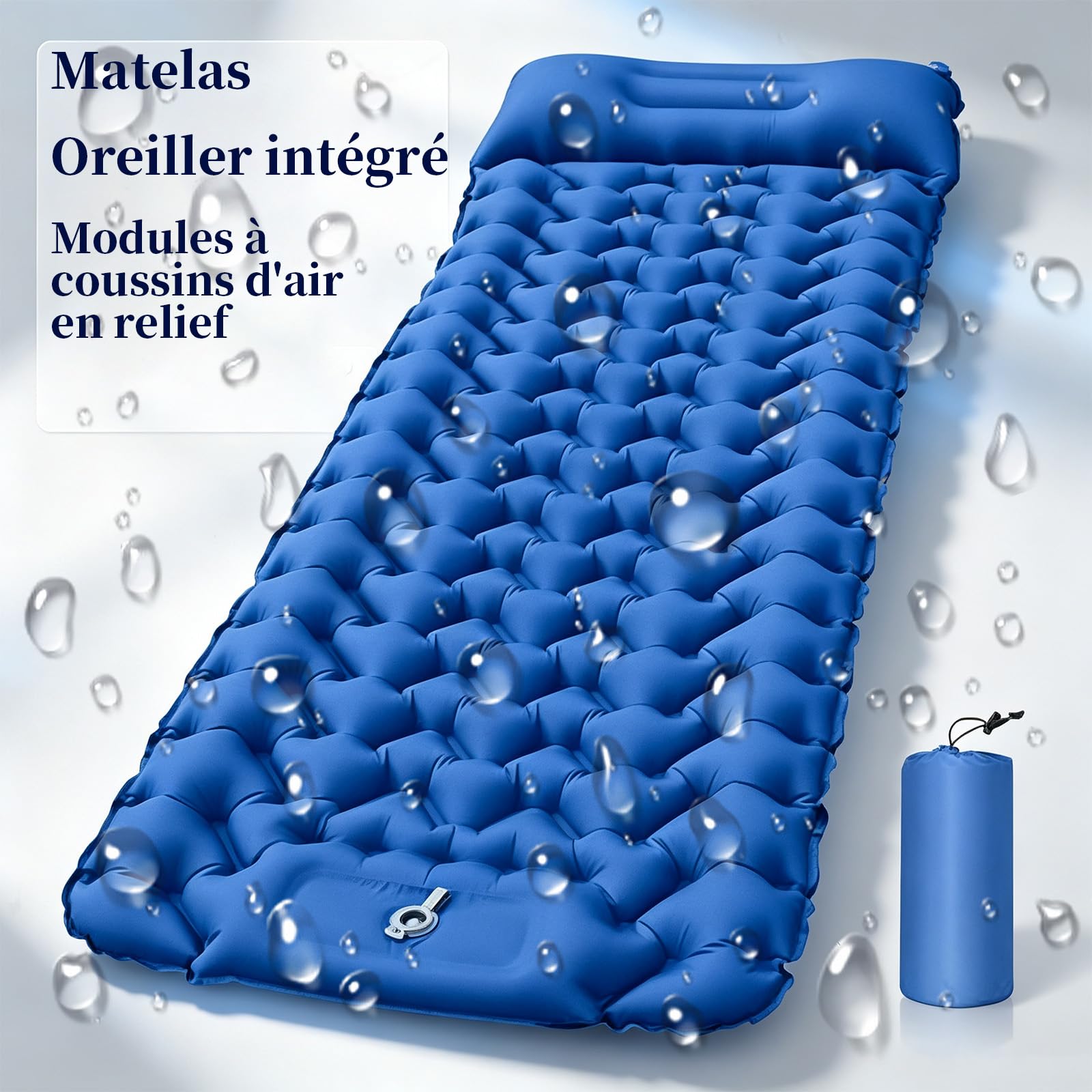 Koziya Matelas Gonflable,2026 Nouveau Matelas Koziya De Plage Gonflable,Pompe Et Oreiller Intégrés,Pliable,Convient pour La Tente,La Plage,Les Voyages (Peacockblau)