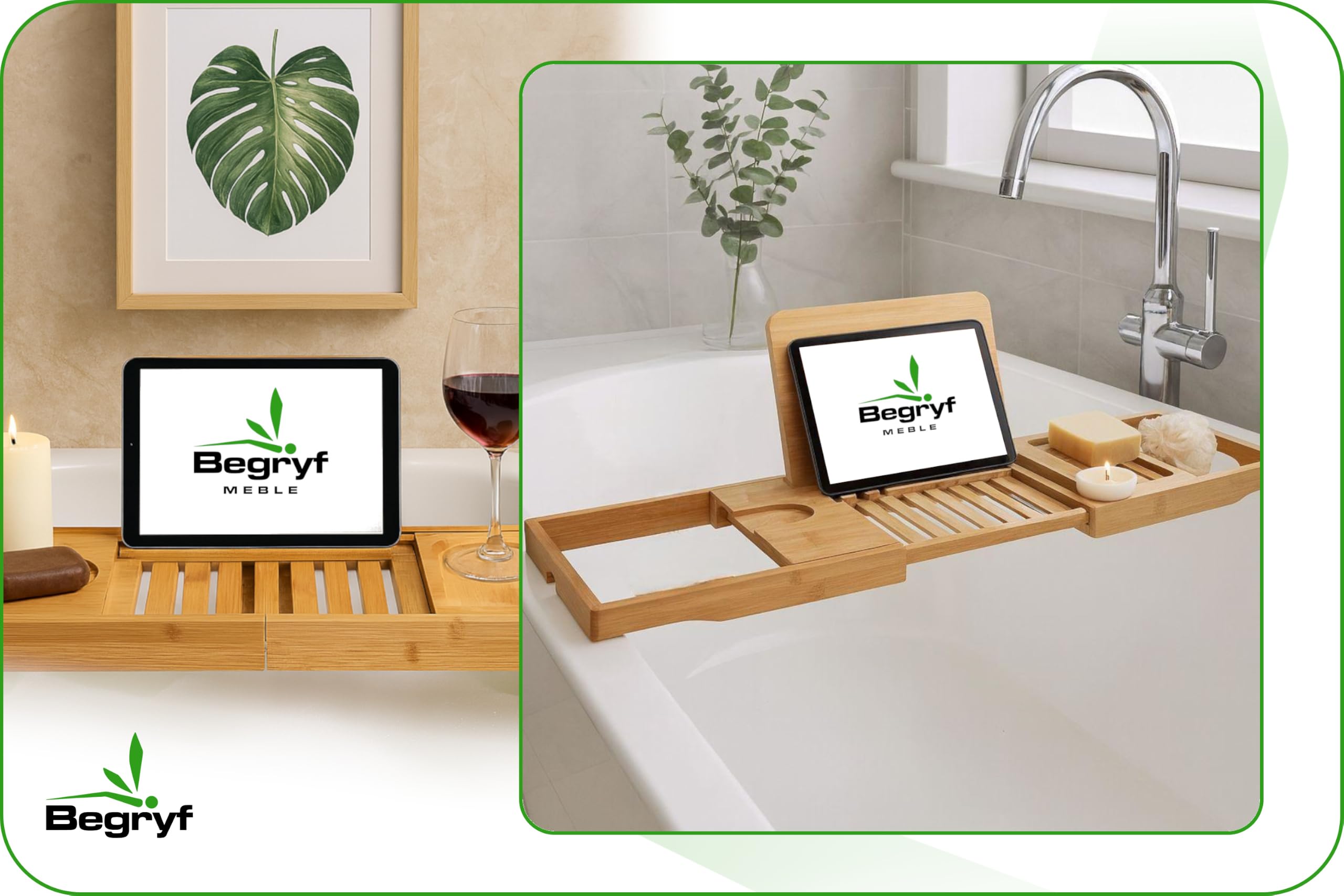 Badewannenablage 70-104 x 23,5 x 4 cm, ausziehbares Badewannenregal aus Bambus, Badewannenbrett mit Buchstütze und Ablagefächern, Natur
